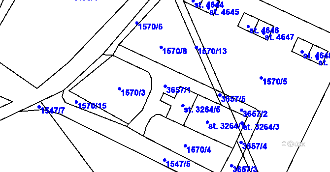 Parcela st. 3657/1 v KÚ Havlíčkův Brod, Katastrální mapa