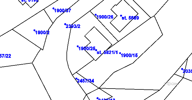 Parcela st. 5821/1 v KÚ Havlíčkův Brod, Katastrální mapa