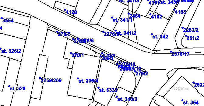 Parcela st. 270/9 v KÚ Havlíčkův Brod, Katastrální mapa