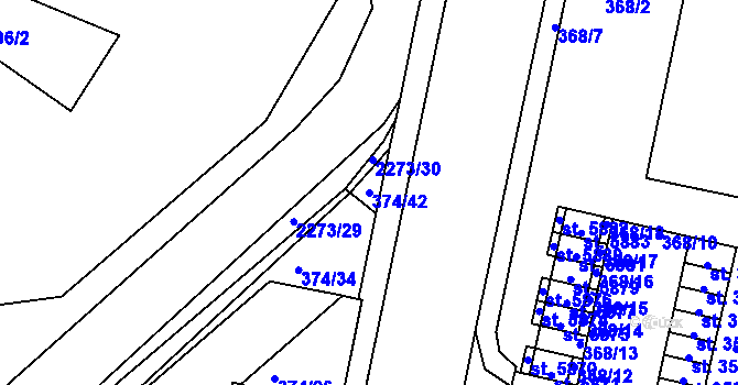 Parcela st. 374/42 v KÚ Havlíčkův Brod, Katastrální mapa