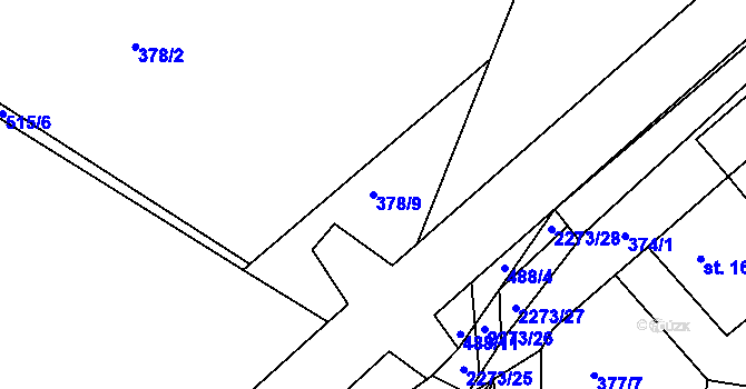 Parcela st. 378/9 v KÚ Havlíčkův Brod, Katastrální mapa