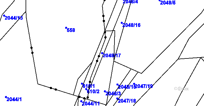 Parcela st. 2048/17 v KÚ Havlíčkův Brod, Katastrální mapa