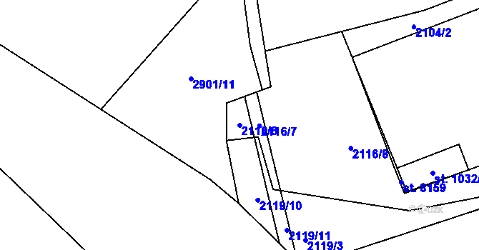 Parcela st. 2116/6 v KÚ Havlíčkův Brod, Katastrální mapa
