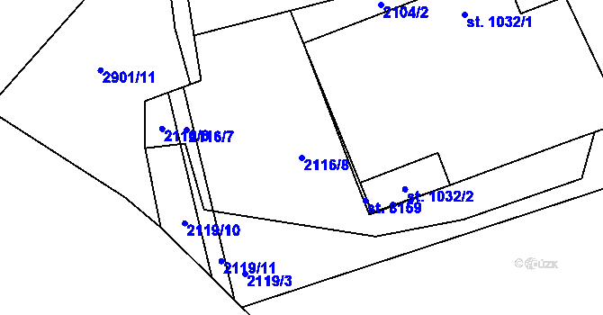 Parcela st. 2116/8 v KÚ Havlíčkův Brod, Katastrální mapa