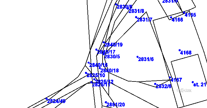 Parcela st. 2830/5 v KÚ Havlíčkův Brod, Katastrální mapa