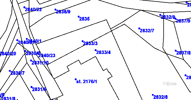 Parcela st. 2833/4 v KÚ Havlíčkův Brod, Katastrální mapa
