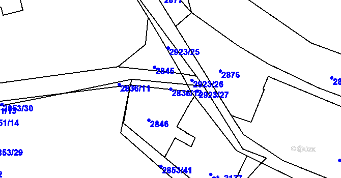 Parcela st. 2836/12 v KÚ Havlíčkův Brod, Katastrální mapa