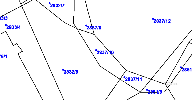 Parcela st. 2837/10 v KÚ Havlíčkův Brod, Katastrální mapa