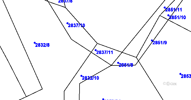 Parcela st. 2837/11 v KÚ Havlíčkův Brod, Katastrální mapa