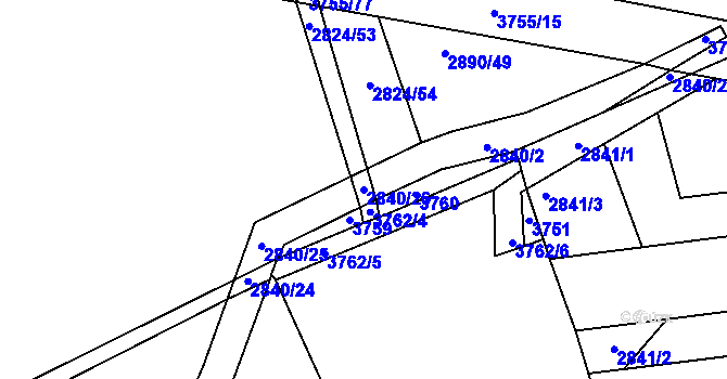 Parcela st. 2840/26 v KÚ Havlíčkův Brod, Katastrální mapa