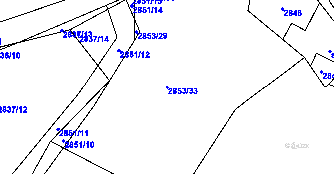 Parcela st. 2853/33 v KÚ Havlíčkův Brod, Katastrální mapa