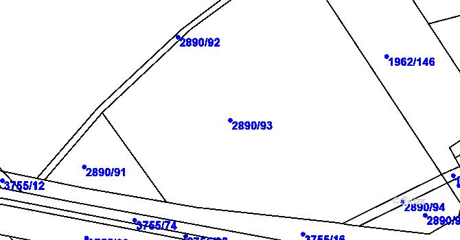Parcela st. 2890/93 v KÚ Havlíčkův Brod, Katastrální mapa