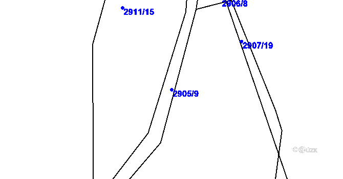 Parcela st. 2905/9 v KÚ Havlíčkův Brod, Katastrální mapa