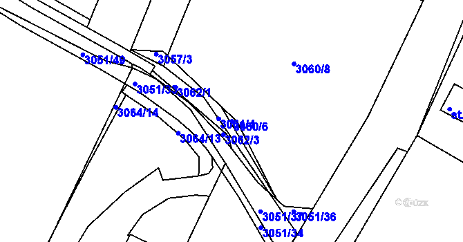Parcela st. 3060/6 v KÚ Havlíčkův Brod, Katastrální mapa