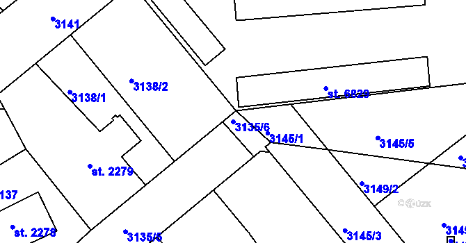 Parcela st. 3135/6 v KÚ Havlíčkův Brod, Katastrální mapa