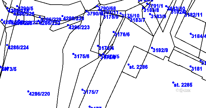 Parcela st. 3176/5 v KÚ Havlíčkův Brod, Katastrální mapa
