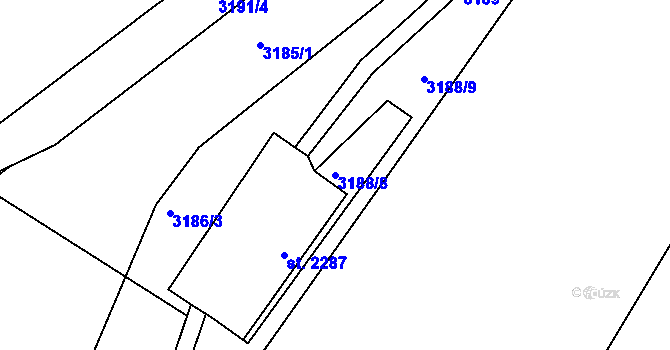 Parcela st. 3188/8 v KÚ Havlíčkův Brod, Katastrální mapa