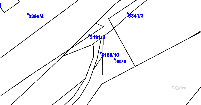 Parcela st. 3188/10 v KÚ Havlíčkův Brod, Katastrální mapa