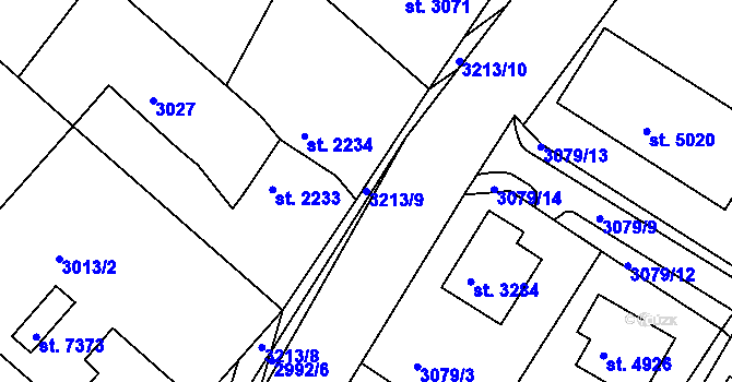 Parcela st. 3213/9 v KÚ Havlíčkův Brod, Katastrální mapa