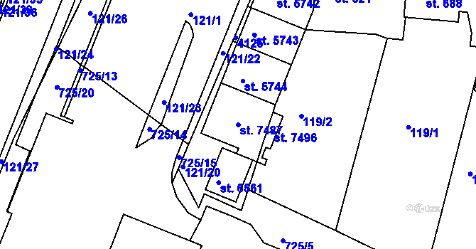 Parcela st. 7487 v KÚ Havlíčkův Brod, Katastrální mapa
