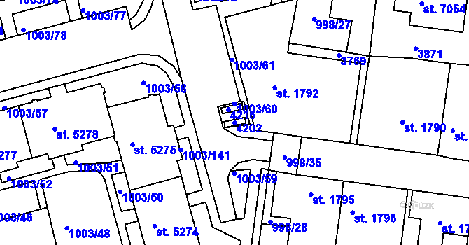 Parcela st. 4202 v KÚ Havlíčkův Brod, Katastrální mapa