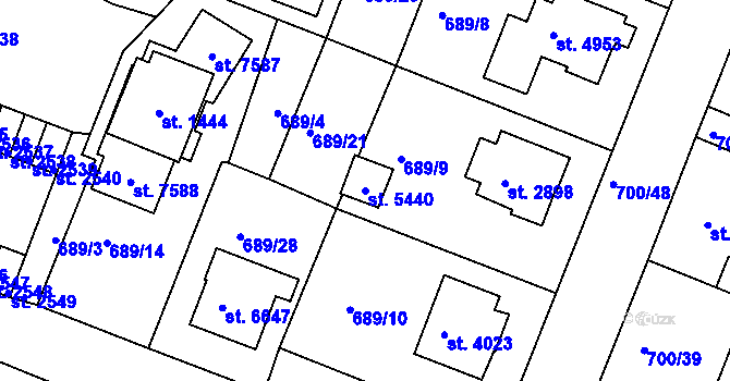 Parcela st. 5440 v KÚ Havlíčkův Brod, Katastrální mapa