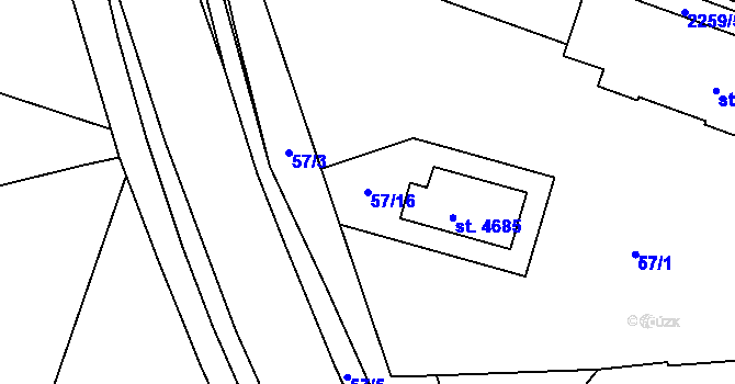 Parcela st. 57/16 v KÚ Havlíčkův Brod, Katastrální mapa