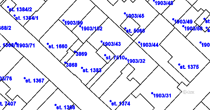 Parcela st. 7510 v KÚ Havlíčkův Brod, Katastrální mapa