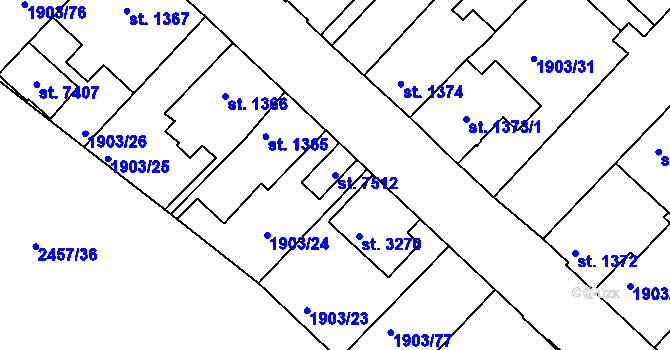 Parcela st. 7512 v KÚ Havlíčkův Brod, Katastrální mapa