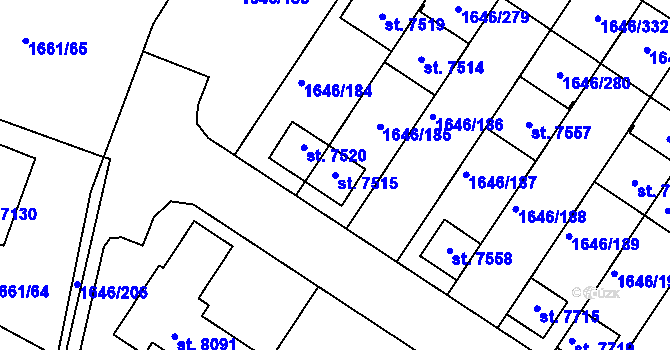 Parcela st. 7515 v KÚ Havlíčkův Brod, Katastrální mapa