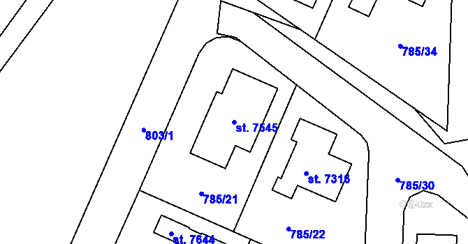 Parcela st. 7545 v KÚ Havlíčkův Brod, Katastrální mapa