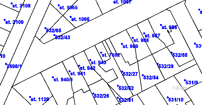 Parcela st. 7552 v KÚ Havlíčkův Brod, Katastrální mapa