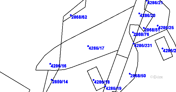 Parcela st. 4286/17 v KÚ Havlíčkův Brod, Katastrální mapa