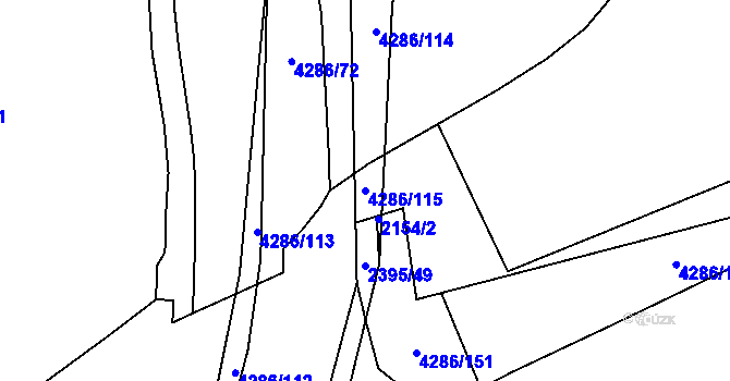 Parcela st. 4286/115 v KÚ Havlíčkův Brod, Katastrální mapa