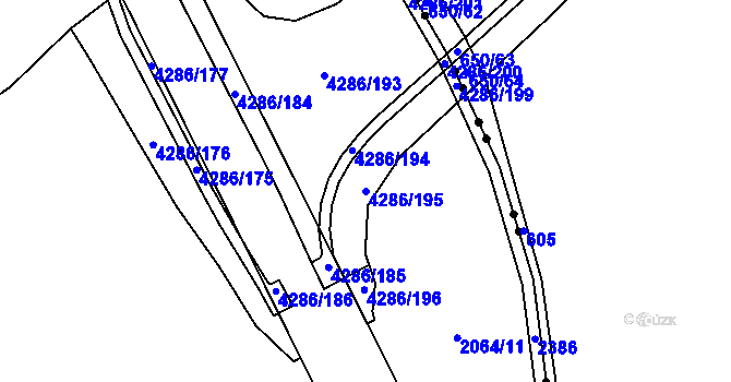 Parcela st. 4286/195 v KÚ Havlíčkův Brod, Katastrální mapa
