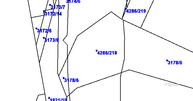 Parcela st. 4286/218 v KÚ Havlíčkův Brod, Katastrální mapa