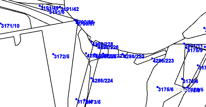 Parcela st. 4286/221 v KÚ Havlíčkův Brod, Katastrální mapa