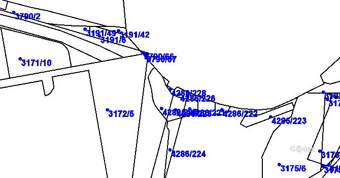 Parcela st. 4286/228 v KÚ Havlíčkův Brod, Katastrální mapa