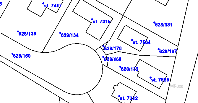 Parcela st. 628/169 v KÚ Havlíčkův Brod, Katastrální mapa