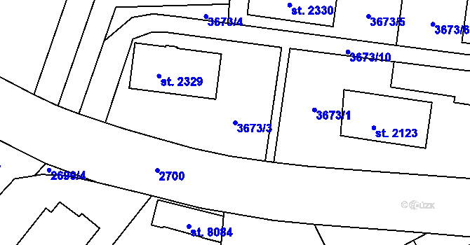 Parcela st. 3673/3 v KÚ Havlíčkův Brod, Katastrální mapa