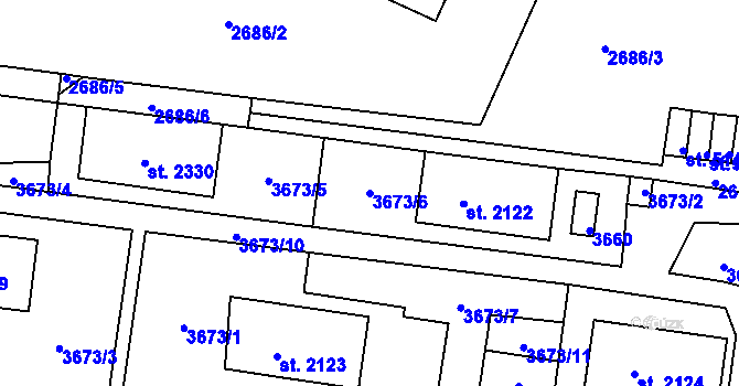 Parcela st. 3673/6 v KÚ Havlíčkův Brod, Katastrální mapa