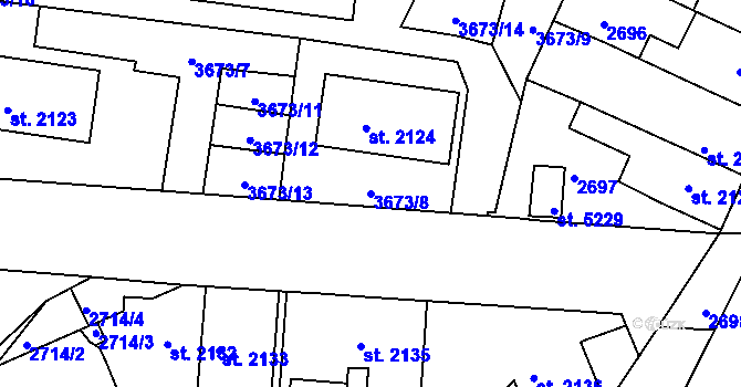 Parcela st. 3673/8 v KÚ Havlíčkův Brod, Katastrální mapa