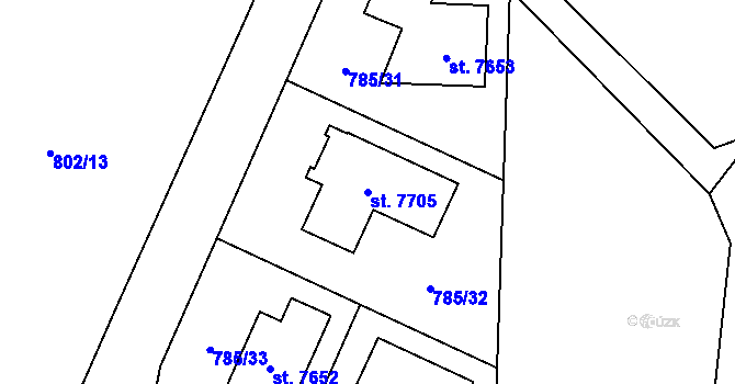 Parcela st. 7705 v KÚ Havlíčkův Brod, Katastrální mapa