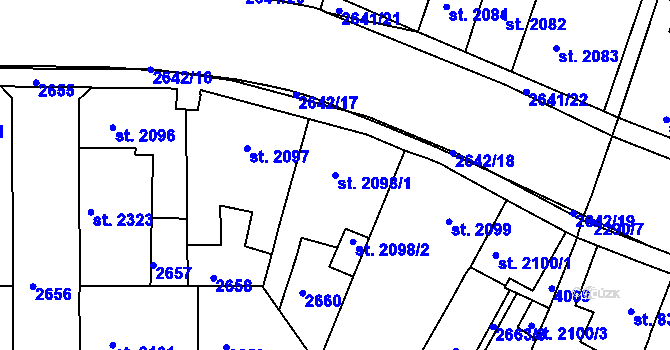 Parcela st. 2098/1 v KÚ Havlíčkův Brod, Katastrální mapa