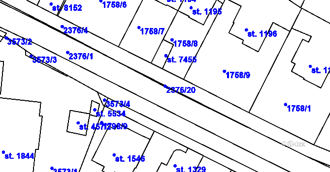 Parcela st. 2376/20 v KÚ Havlíčkův Brod, Katastrální mapa