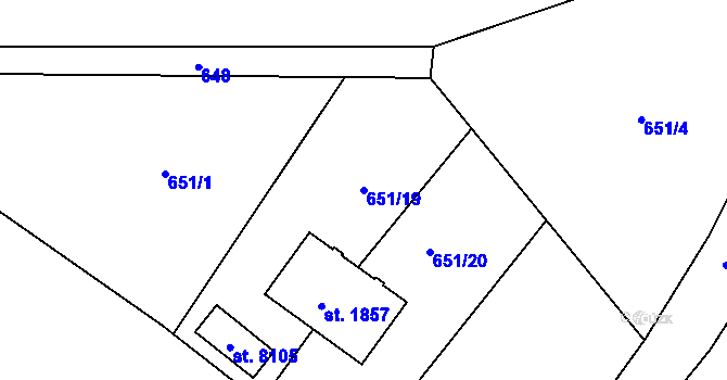 Parcela st. 651/19 v KÚ Havlíčkův Brod, Katastrální mapa