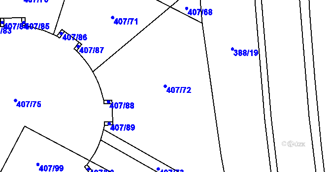 Parcela st. 407/72 v KÚ Havlíčkův Brod, Katastrální mapa