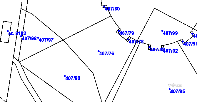 Parcela st. 407/76 v KÚ Havlíčkův Brod, Katastrální mapa