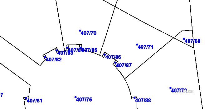 Parcela st. 407/86 v KÚ Havlíčkův Brod, Katastrální mapa