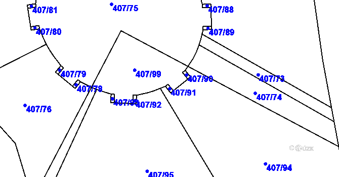 Parcela st. 407/91 v KÚ Havlíčkův Brod, Katastrální mapa